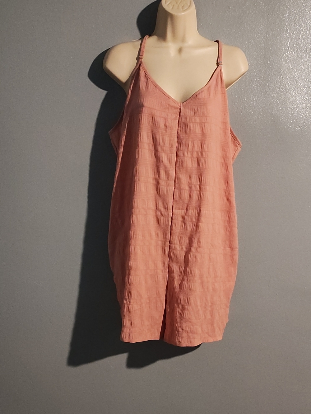 SHEIN Curve Peach Pink Textured Cami Romper
